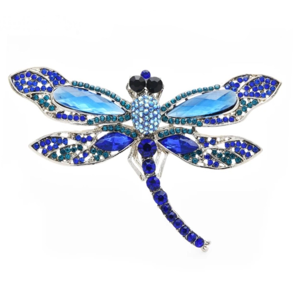 ❤️ 3/$35 Beautiful Large Diamonte and Rhinestone Blue,Black and Silver